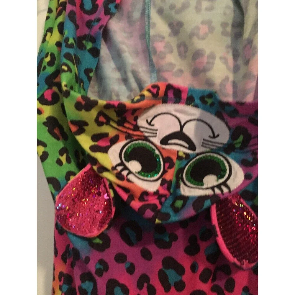 Justice Girls Colorful Leopard Print Pajama Romper Jumpsuit Shorts Sleep Size 10